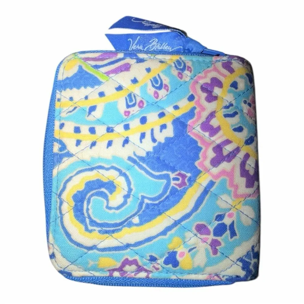 Vera Bradley Capri Blue Mini Zip Wallet Multicolor Retired EUC - Picture 2 of 4